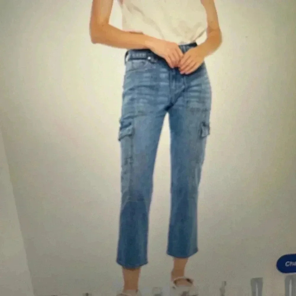 Cargo Denim Women’s High Rise Slim Straight Leg Jean by KanCan Size 7/27
